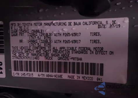 2019 Toyota Tacoma Trd Sport z USA, uszkodzony, nr VIN 3TMAZ5CN7KM111403